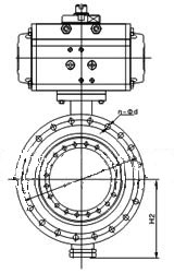 D643H氣動(dòng)法蘭式硬密封蝶閥PN16~PN40外形結(jié)構(gòu)尺寸圖