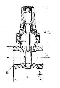 FDZ15T、FDZ15W型PN10、PN16內螺紋聯接閘閥外形及結構尺寸圖