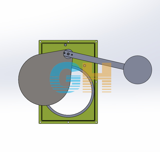 V型浮筒式調節型截流閥、限流閥半開3D圖