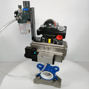 D671F-16Q四氟對夾式氣動蝶閥防爆緊急切斷閥耐腐蝕耐酸堿